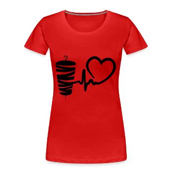 Kebab Lover Kebab Grill Heart - Women's Premium Organic T-Shirt - red - Front - Mia (176cm)