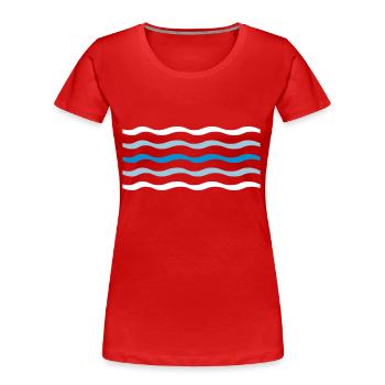Wasser Linie Welle 5 - Frauen Premium Bio T-Shirt - Rot - Vorne - Mia (176cm)