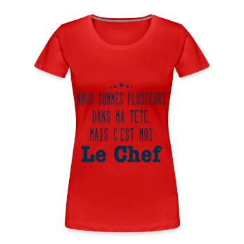 on est plusieurs dans ma tête - T-shirt Humour - T-shirt bio Premium Femme - rouge - Devant - Mia (176cm)