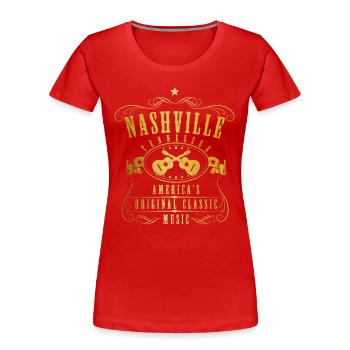 Nashville Tennessee Musique country - T-shirt bio Premium Femme - rouge - Devant - Mia (176cm)