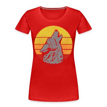 Loup Cadeau Vintage - T-shirt bio Premium Femme - rouge - Devant - Mia (176cm)