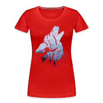 Cadeau de loup hurlant - T-shirt bio Premium Femme - rouge - Devant - Mia (176cm)