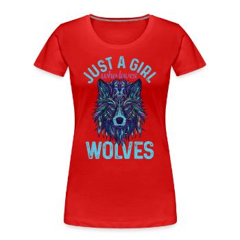 Cadeau de loup - T-shirt bio Premium Femme - rouge - Devant - Mia (176cm)