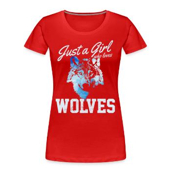 Cadeau de loup - T-shirt bio Premium Femme - rouge - Devant - Mia (176cm)