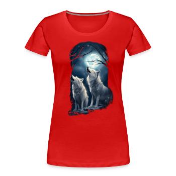 Cadeau de loup blanc - T-shirt bio Premium Femme - rouge - Devant - Mia (176cm)