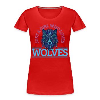 Cadeau de loup - T-shirt bio Premium Femme - rouge - Devant - Mia (176cm)