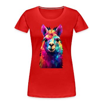 Llama Alpaca Vintage Gift - Women's Premium Organic T-Shirt - red - Front - Mia (176cm)