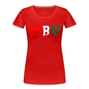 Dubai Skyline UAE Souvenir - Frauen Premium Bio T-Shirt - Rot - Vorne - Mia (176cm)