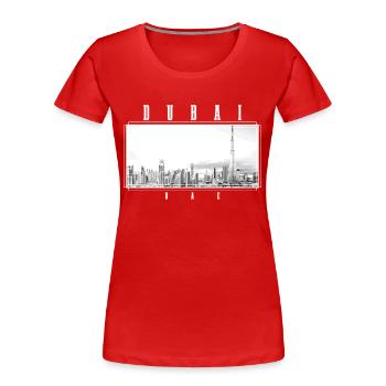 Dubai Skyline UAE Souvenir - Frauen Premium Bio T-Shirt - Rot - Vorne - Mia (176cm)