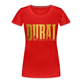 Dubai Skyline UAE Souvenir - Frauen Premium Bio T-Shirt - Rot - Vorne - Mia (176cm)