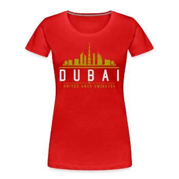 Dubai Skyline UAE Souvenir - Frauen Premium Bio T-Shirt - Rot - Vorne - Mia (176cm)