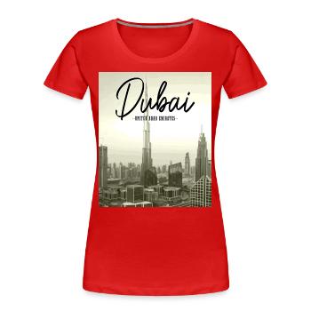 Dubai Skyline UAE Souvenir - Frauen Premium Bio T-Shirt - Rot - Vorne - Mia (176cm)