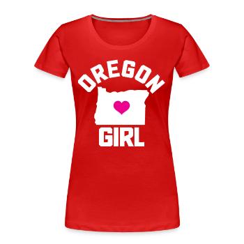 Fille de l’Oregon - T-shirt bio Premium Femme - rouge - Devant - Mia (176cm)