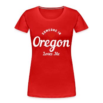 Oregon - T-shirt bio Premium Femme - rouge - Devant - Mia (176cm)