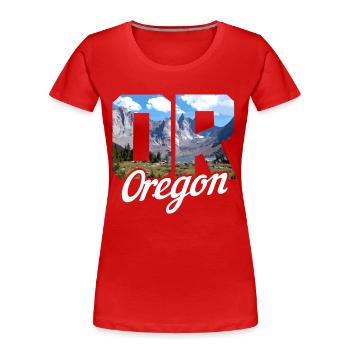 Oregon - T-shirt bio Premium Femme - rouge - Devant - Mia (176cm)