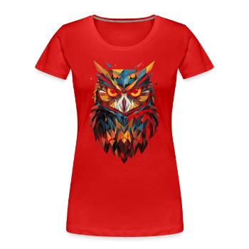 Hibou polygone cadeau Vintage - T-shirt bio Premium Femme - rouge - Devant - Mia (176cm)