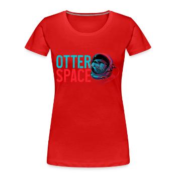 Otter Space Funny Otter Astronaut - Women's Premium Organic T-Shirt - red - Front - Mia (176cm)