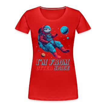 Otter Space Funny Otter Astronaut - Women's Premium Organic T-Shirt - red - Front - Mia (176cm)