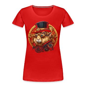 Guinea Pig Steampunk Funny Gift - Women's Premium Organic T-Shirt - red - Front - Mia (176cm)