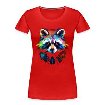 Raccoon Polygon Funny Gift - Women's Premium Organic T-Shirt - red - Front - Mia (176cm)