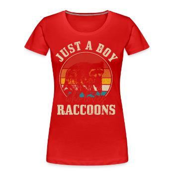 Raccoon Funny Gift - Women's Premium Organic T-Shirt - red - Front - Mia (176cm)