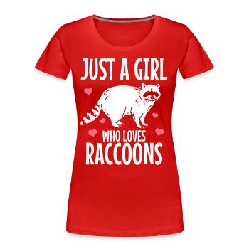 Raccoon Funny Gift - Women's Premium Organic T-Shirt - red - Front - Mia (176cm)