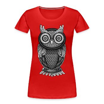 Eule Uhu Kauz - Frauen Premium Bio T-Shirt - Rot - Vorne - Mia (176cm)