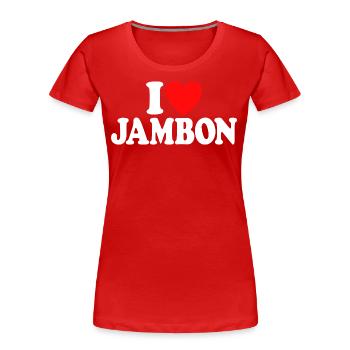 Ich liebe Schinken liebt Schinken - Frauen Premium Bio T-Shirt - Rot - Vorne - Mia (176cm)