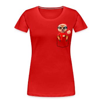 Suricate X-Mas Poche de poche de poitrine suricate - T-shirt bio Premium Femme - rouge - Devant - Mia (176cm)