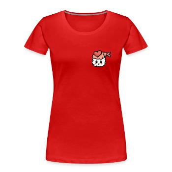 Sushi Crevettes avec une portion d’amour - T-shirt bio Premium Femme - rouge - Devant - Mia (176cm)