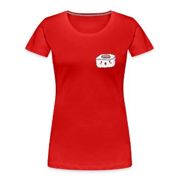 Morceau de sushi kawaii joyeux - T-shirt bio Premium Femme - rouge - Devant - Mia (176cm)
