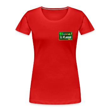 Grundschule 2. Klasse HURRA - Frauen Premium Bio T-Shirt - Rot - Vorne - Mia (176cm)