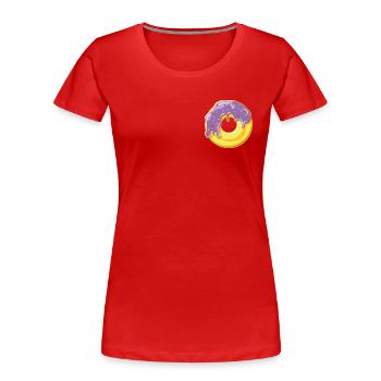 Donut avec glaçage violet et vermicelles colorées - T-shirt bio Premium Femme - rouge - Devant - Mia (176cm)