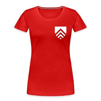 Wappen von Perche - Frauen Premium Bio T-Shirt - Rot - Vorne - Mia (176cm)