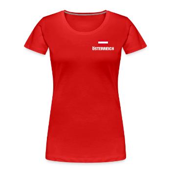 Austria, Austrian Flag, Austria Gift - Women's Premium Organic T-Shirt - red - Front - Mia (176cm)