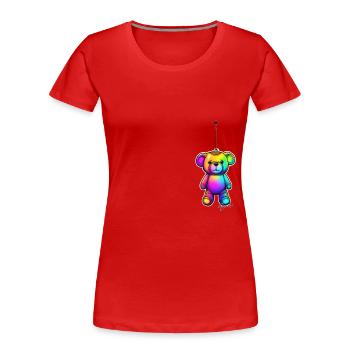 Hanged TEDDY en Neon Light Art - Chemise style Bruh - T-shirt bio Premium Femme - rouge - Devant - Mia (176cm)