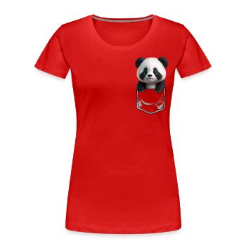 Baby Panda Brusttsche Schwarz - Frauen Premium Bio T-Shirt - Rot - Vorne - Mia (176cm)