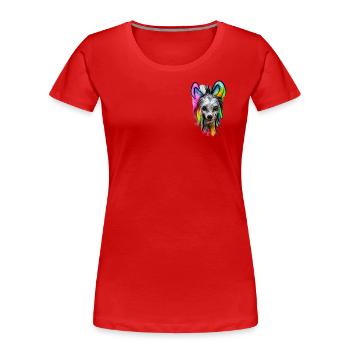 Chinesischer Schopfhund Design in Farbe - Frauen Premium Bio T-Shirt - Rot - Vorne - Mia (176cm)