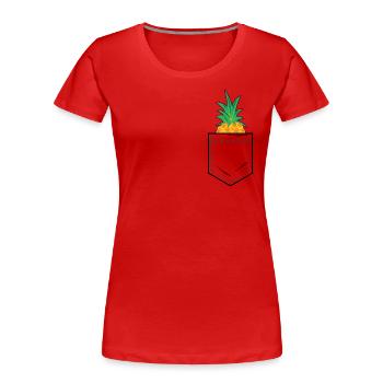 Poche poitrine avec tête d’ananas - T-shirt bio Premium Femme - rouge - Devant - Mia (176cm)