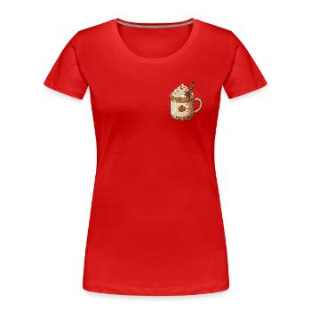 Pumpkin Spice Latte im bestickten Look (bedruckt) - Frauen Premium Bio T-Shirt - Rot - Vorne - Mia (176cm)