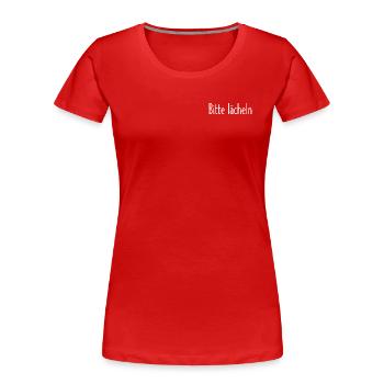 Bitte lächeln - Frauen Premium Bio T-Shirt - Rot - Vorne - Mia (176cm)