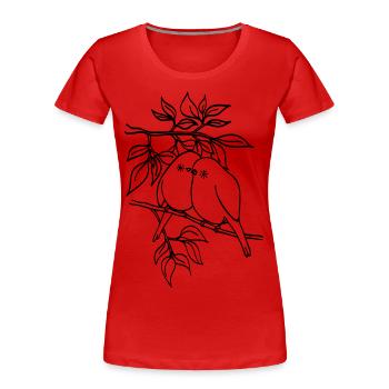 Oiseaux - l'amour - la branche - T-shirt bio Premium Femme - rouge - Devant - Mia (176cm)
