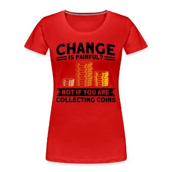 Collection de pièces Collection de pièces Collection de pièces de monnaie Numismatique - T-shirt bio Premium Femme - rouge - Devant - Mia (176cm)
