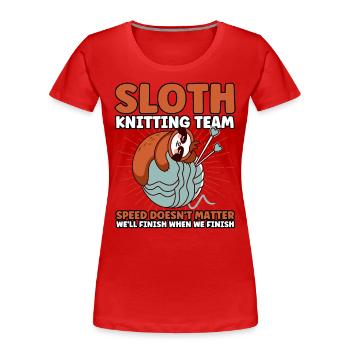 Yarn Knitting Knitting Knitting Fabric Gift - Women's Premium Organic T-Shirt - red - Front - Mia (176cm)