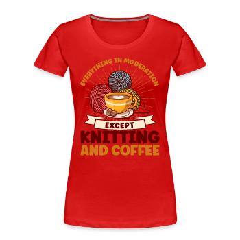 Stricken Garn stricken Stricken Stoff Geschenk - Frauen Premium Bio T-Shirt - Rot - Vorne - Mia (176cm)