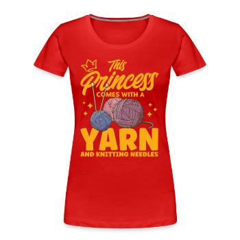 Stricken Stoff Stricken Garn stricken Geschenk - Frauen Premium Bio T-Shirt - Rot - Vorne - Mia (176cm)