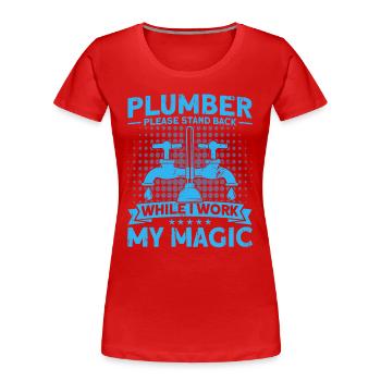 Installations sanitaires Entretien des installations sanitaires - T-shirt bio Premium Femme - rouge - Devant - Mia (176cm)