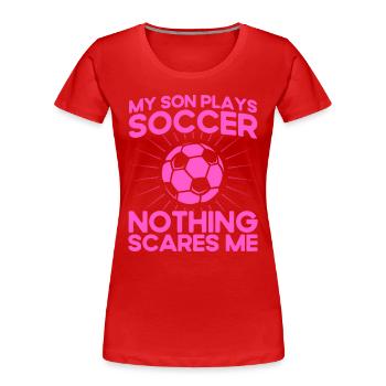 Cadeau de Football Fan de Sports Mère - T-shirt bio Premium Femme - rouge - Devant - Mia (176cm)