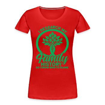 Familiengeschichte Ahnenforscher Stammbaum Geschen - Frauen Premium Bio T-Shirt - Rot - Vorne - Mia (176cm)
