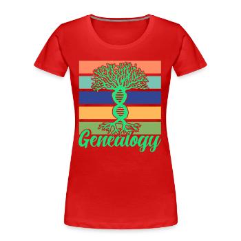 Stammbaum Genealogie Familiengeschichte Geschenk - Frauen Premium Bio T-Shirt - Rot - Vorne - Mia (176cm)